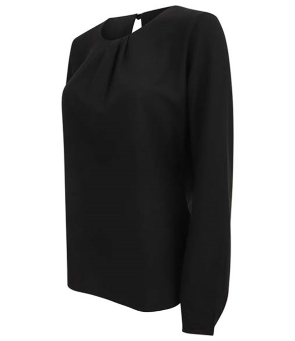 Women&#39;s pleat front long sleeve blouse