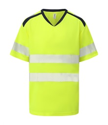 Hi-vis mandarin collar comfort trim t-shirt (HVJ430)