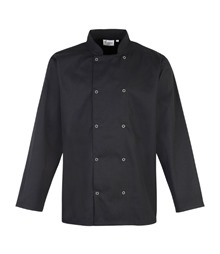 Studded front long sleeve chef's jacket